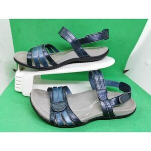Abeo Size 6.5 N Sandals Brynn Blue Metallic Leather Slingback Bio Support